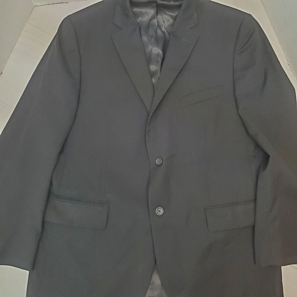 Pronto Uomo Platinum Mens 44R Black 100% Wool 2-Button Blazer Timeless Tailoring